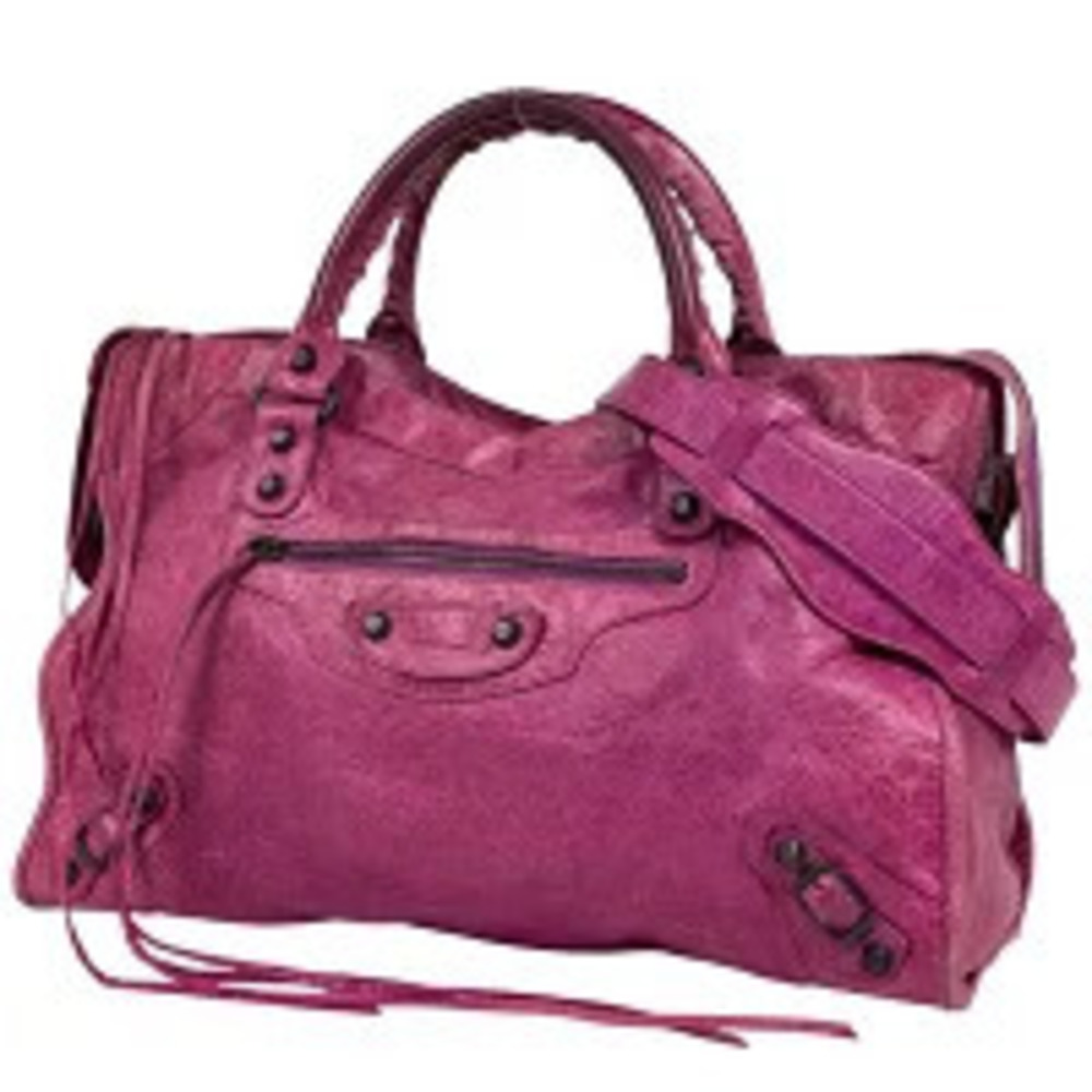 Balenciaga The City Shoulder Bag Handbag Leather Pink